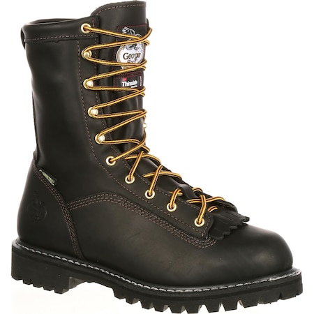 Georgia Boot Men's Waterproof Insulated Lace-to-Toe Work Boot, 6 M, Full-Grain Leather, 8 in Height, Black G8040